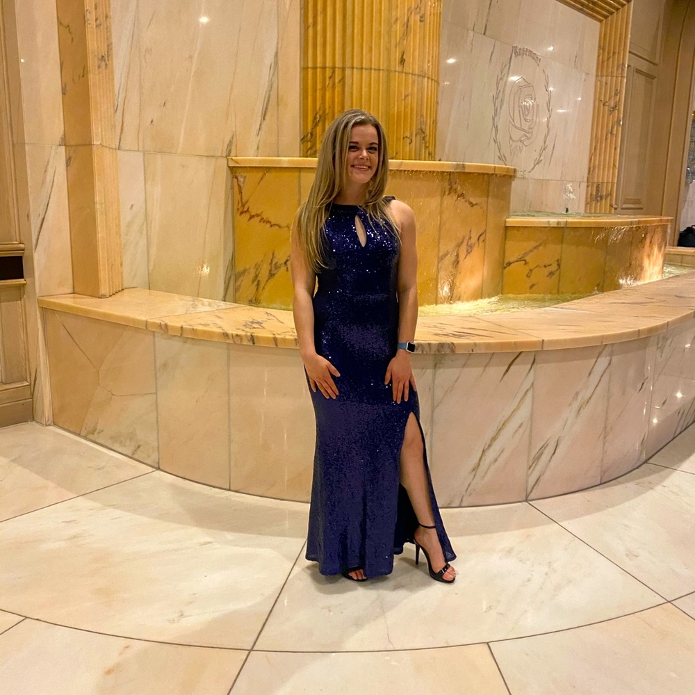 Blue sequined Gown